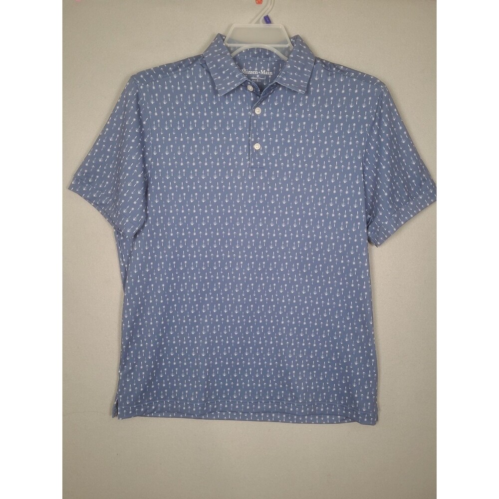 NWOT Mizzen Main Versa Polo Men S  Blue Moisture Wicking Golf Classic Fit